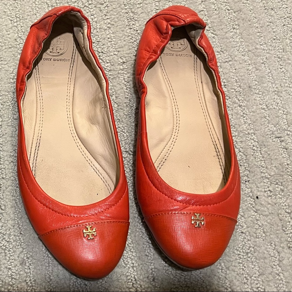 Tory Burch Orange York Ballet flat, size 8, Gently Used, $60